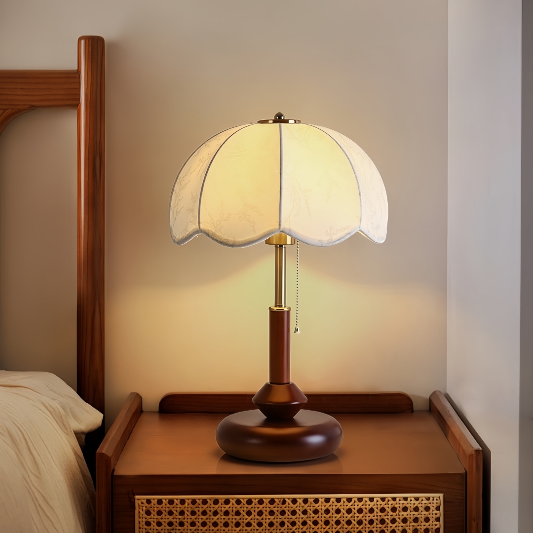 Home Textiles - Vintage Scalloped Dome Table Lamp for