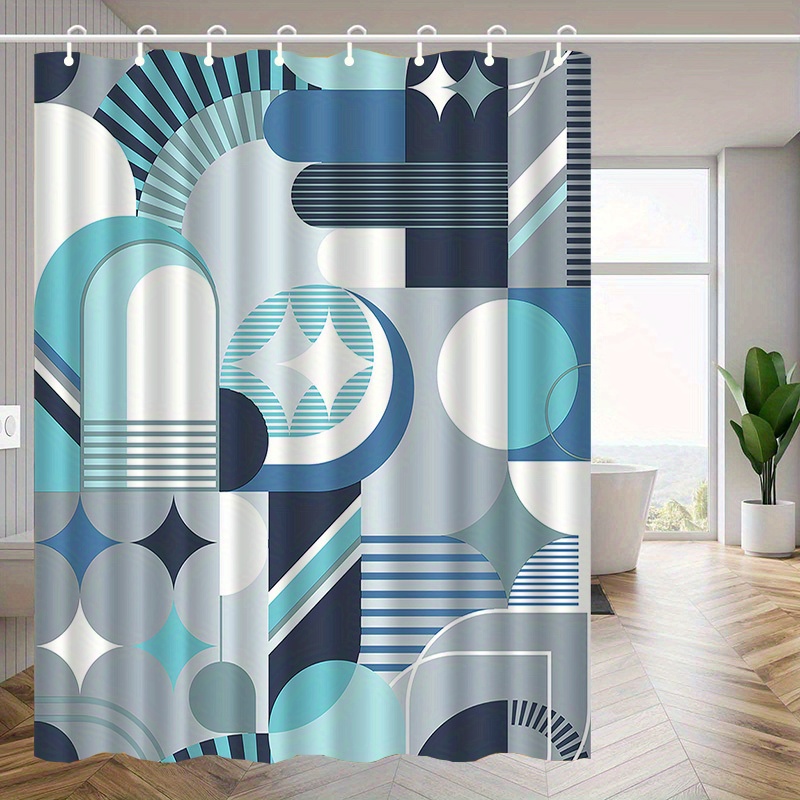 Home Textiles Luxury Curtains - Geometric Blue Abstract Pattern Shower Curtain