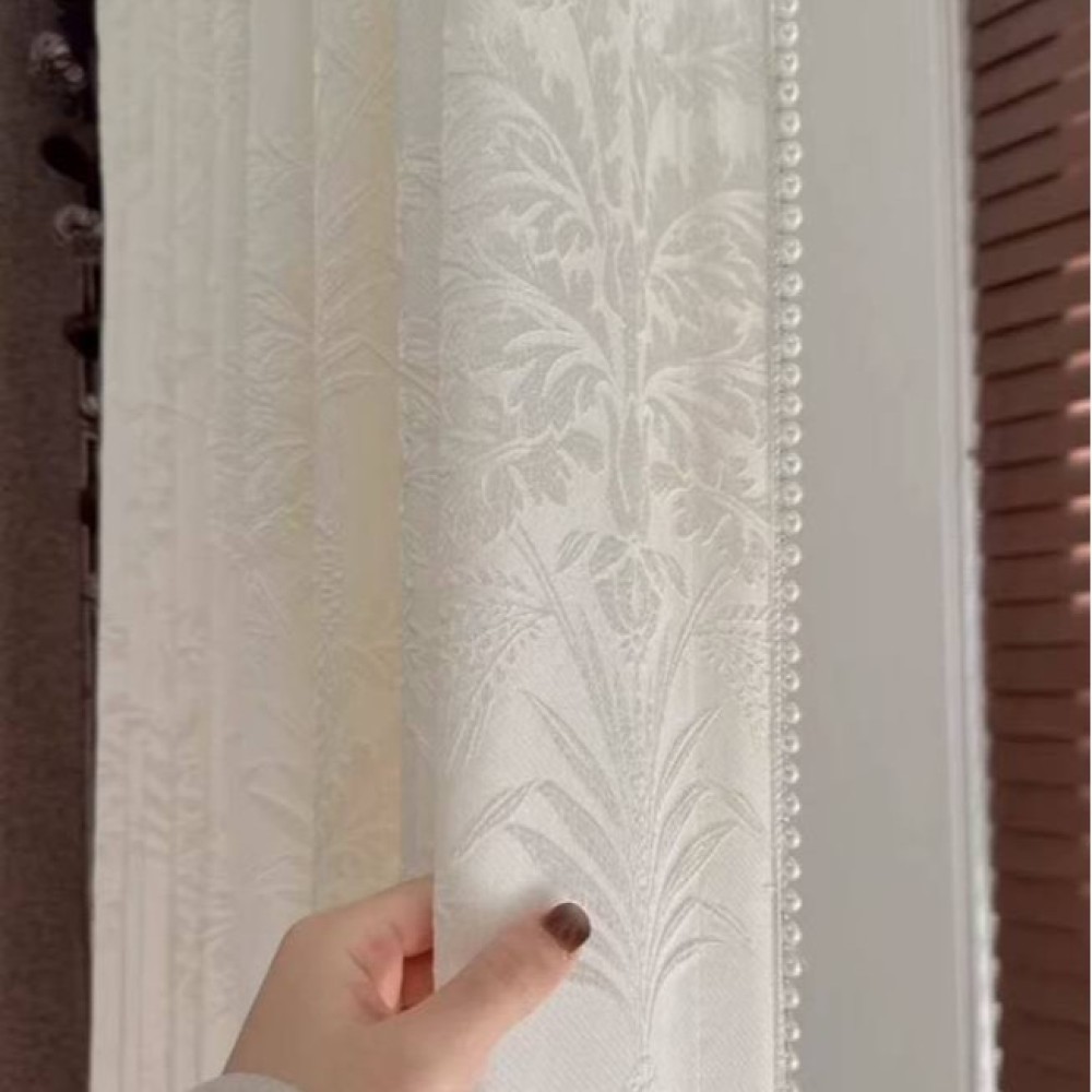 Home Textiles Luxury Curtains - Luxury Embossed Jacquard Curtains Golden Leaf