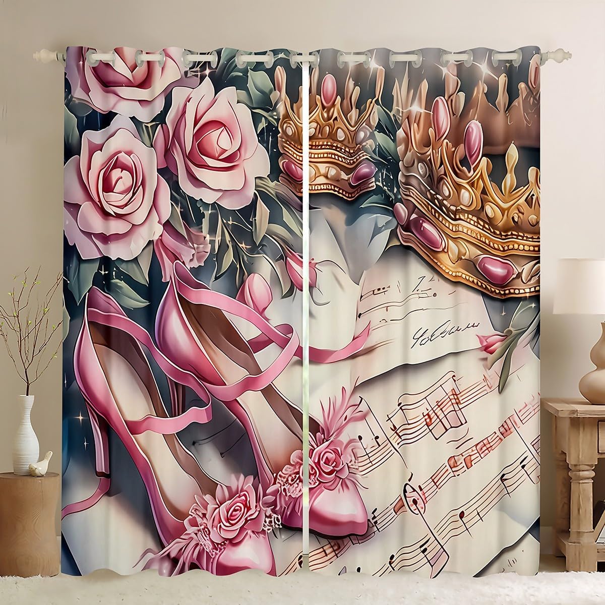 Home Textiles Luxury Curtains - Pink Rose Heels Curtain Shower Curtain