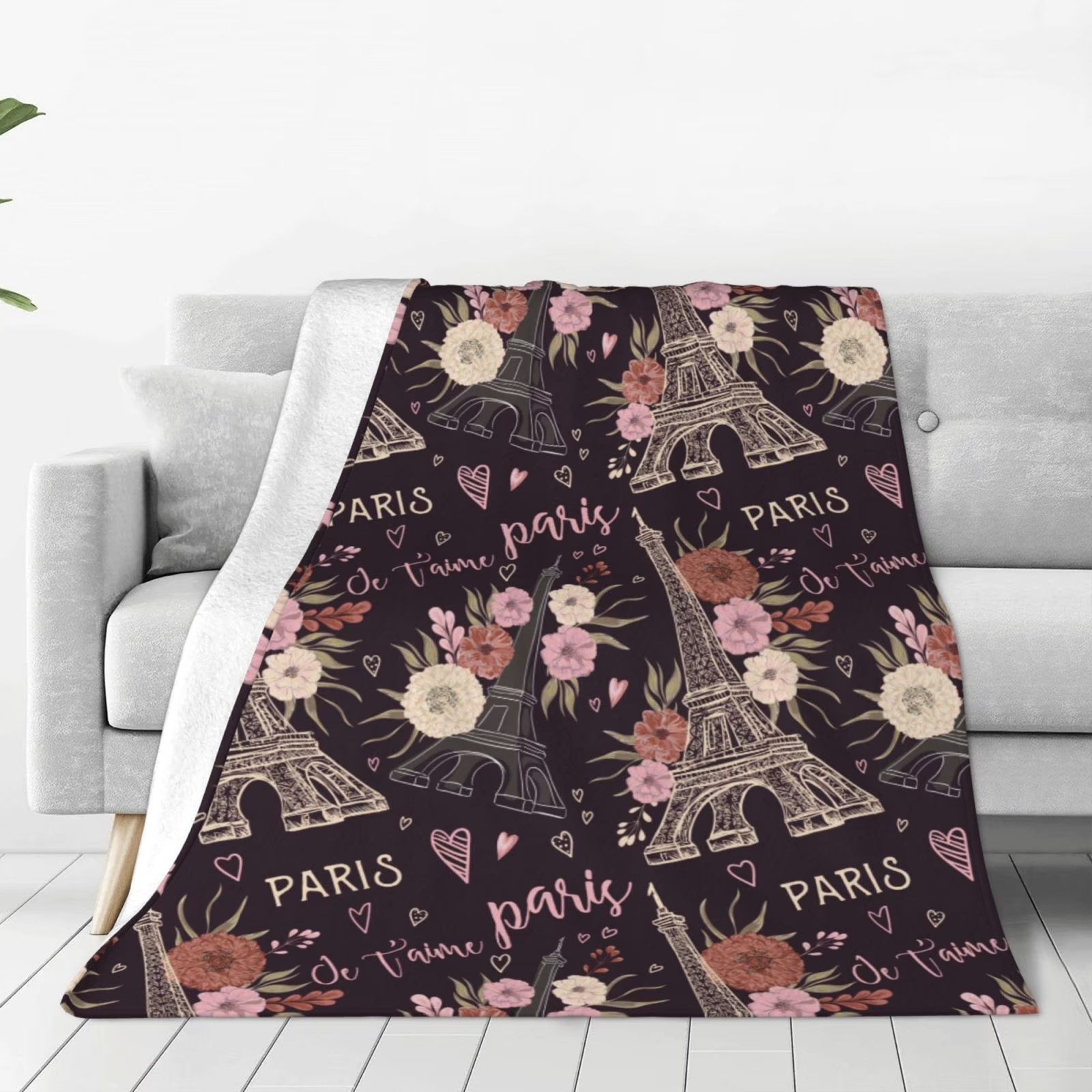 Romantic Paris Eiffel Tower Fl - Home Textiles Paris ulasan dan harga