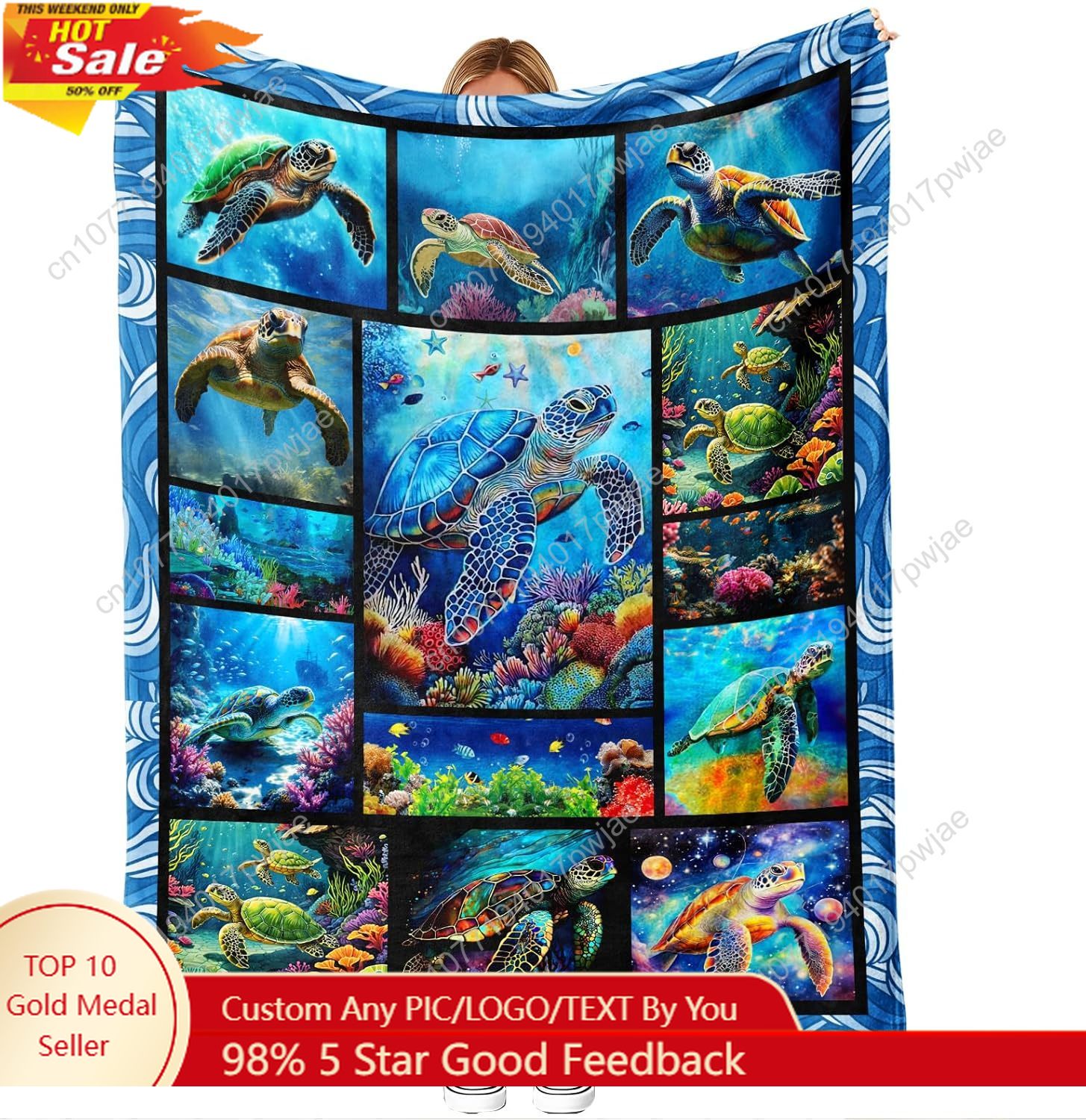Sea Turtle Flannel Throw Blank - Home Textiles And Decor ulasan dan harga