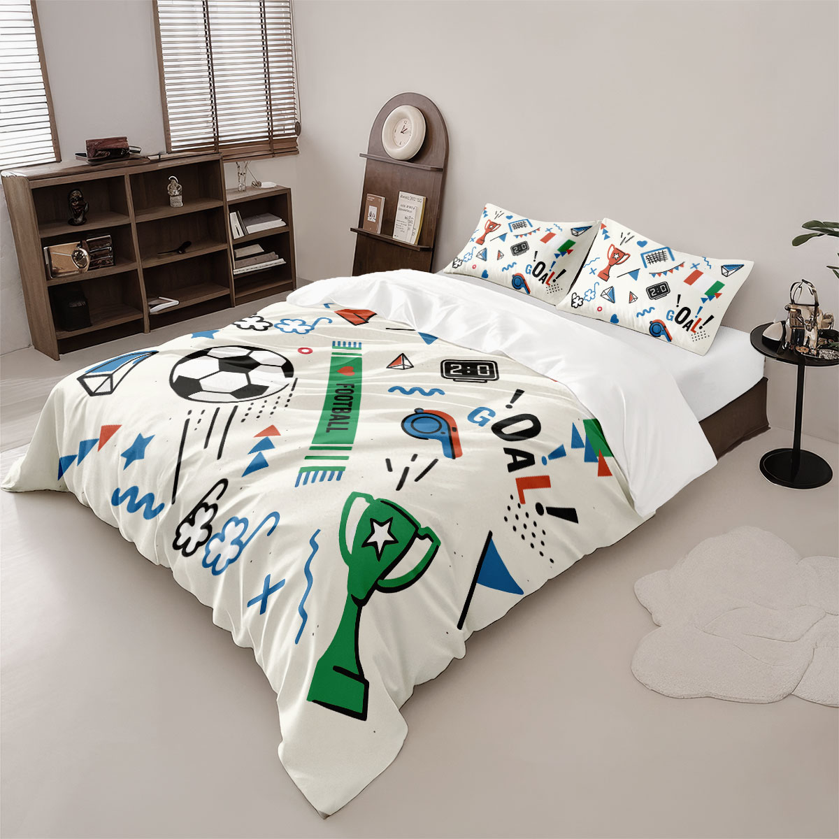 3pcs Football Graffiti Printed - Home Textiles Bedding ulasan dan harga