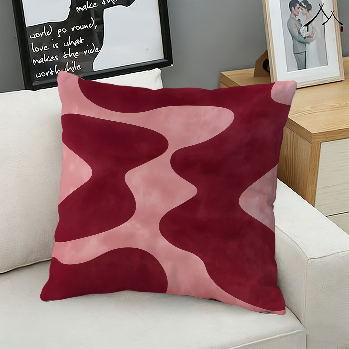 Pink Burgundy Abstract Art Sca - Pillow Cover 20X20 ulasan dan harga