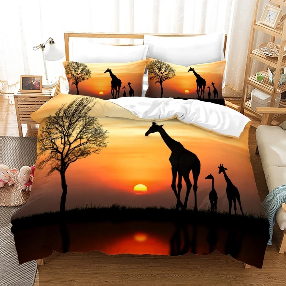 African Animals Giraffe Sunset - Home Textiles Bedding ulasan dan harga