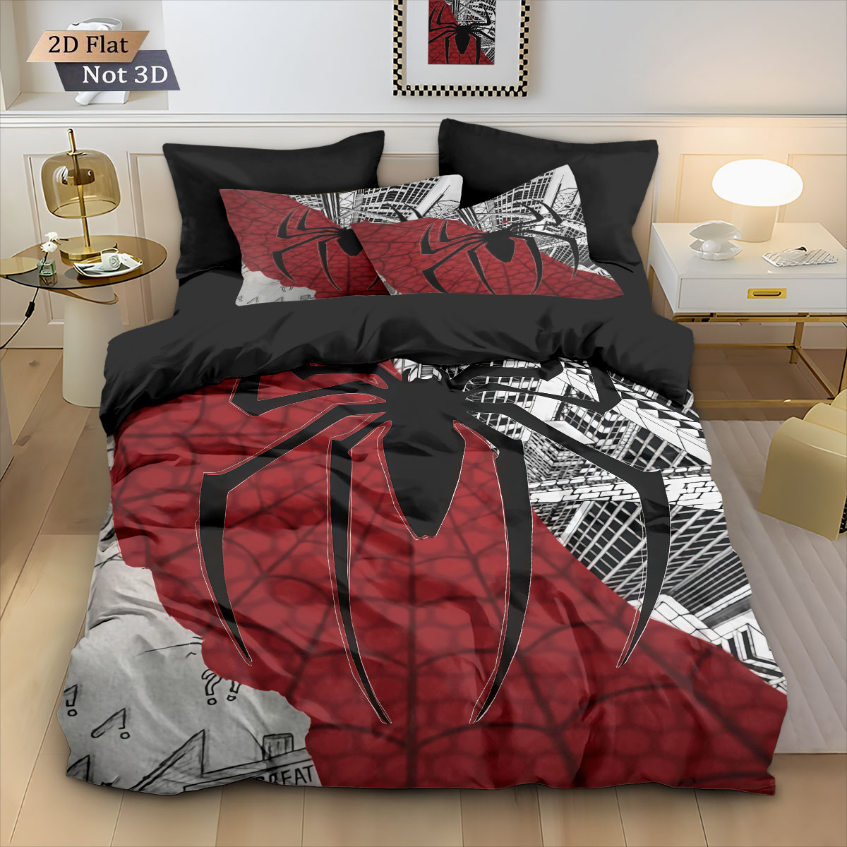 3pcs Black Spider Contrasting  - Home Textiles Bedding ulasan dan harga