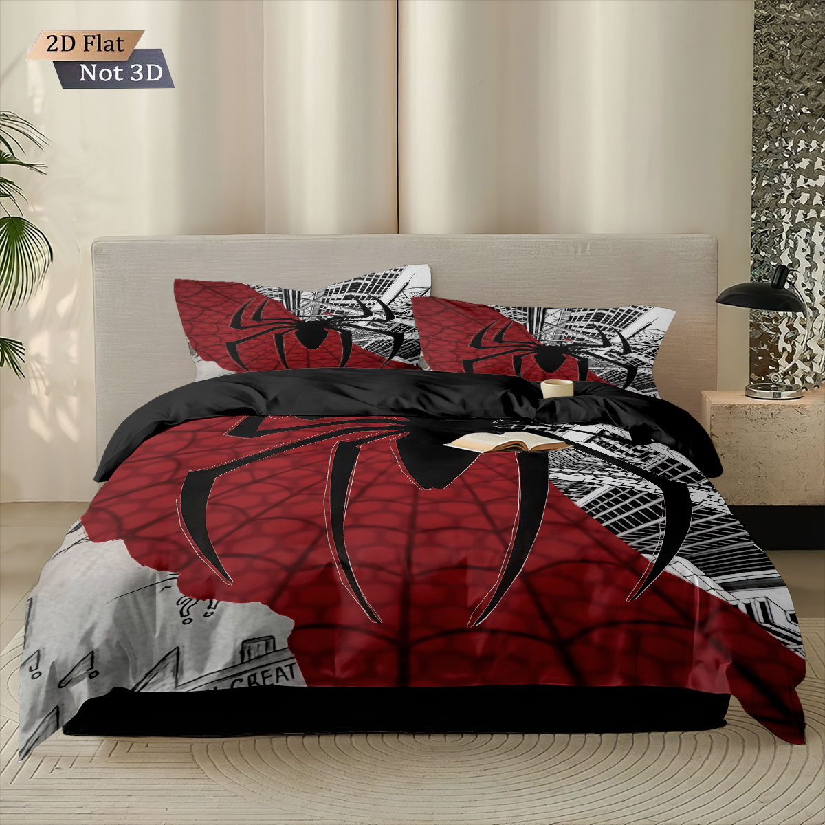 3pcs Black Spider Contrasting  - Home Textiles Bedding ulasan dan harga