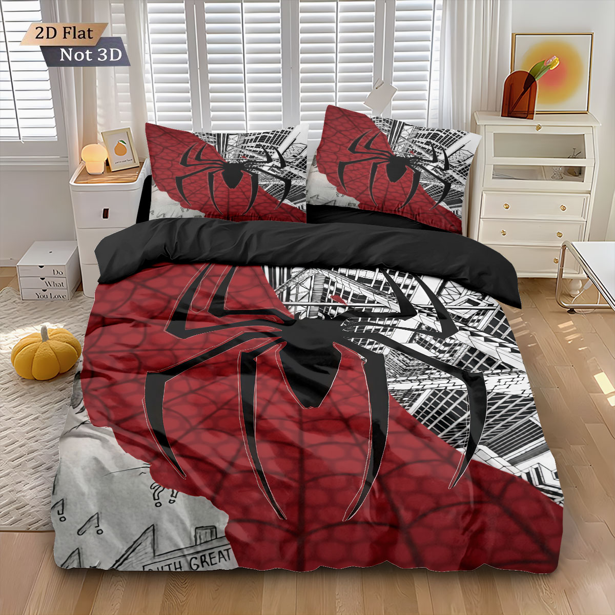 3pcs Black Spider Contrasting  - Home Textiles Bedding ulasan dan harga