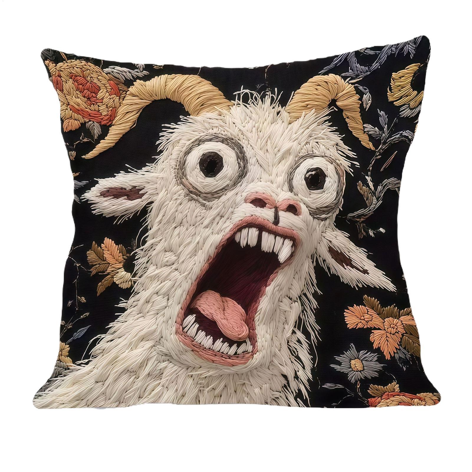 45x45cm Screaming Goat Pillow  - Pillow Cover 20X20 ulasan dan harga