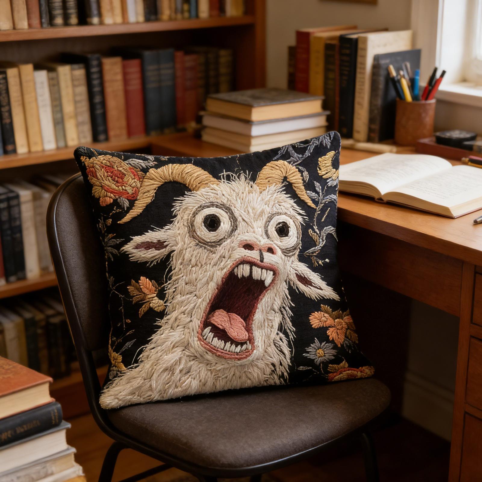 45x45cm Screaming Goat Pillow  - Pillow Cover 20X20 ulasan dan harga