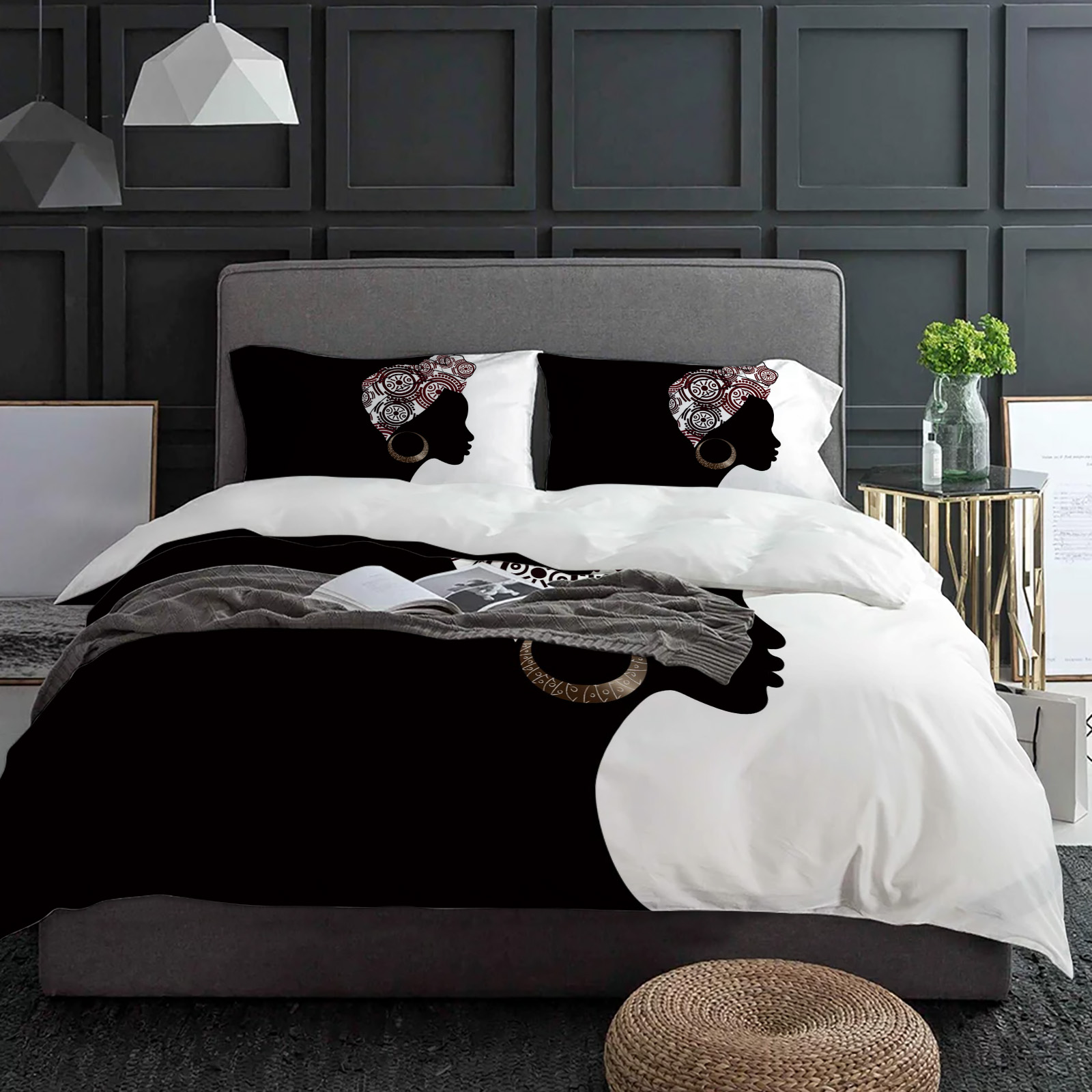 Black Woman Black White Beddin - Home Textiles Bedding ulasan dan harga
