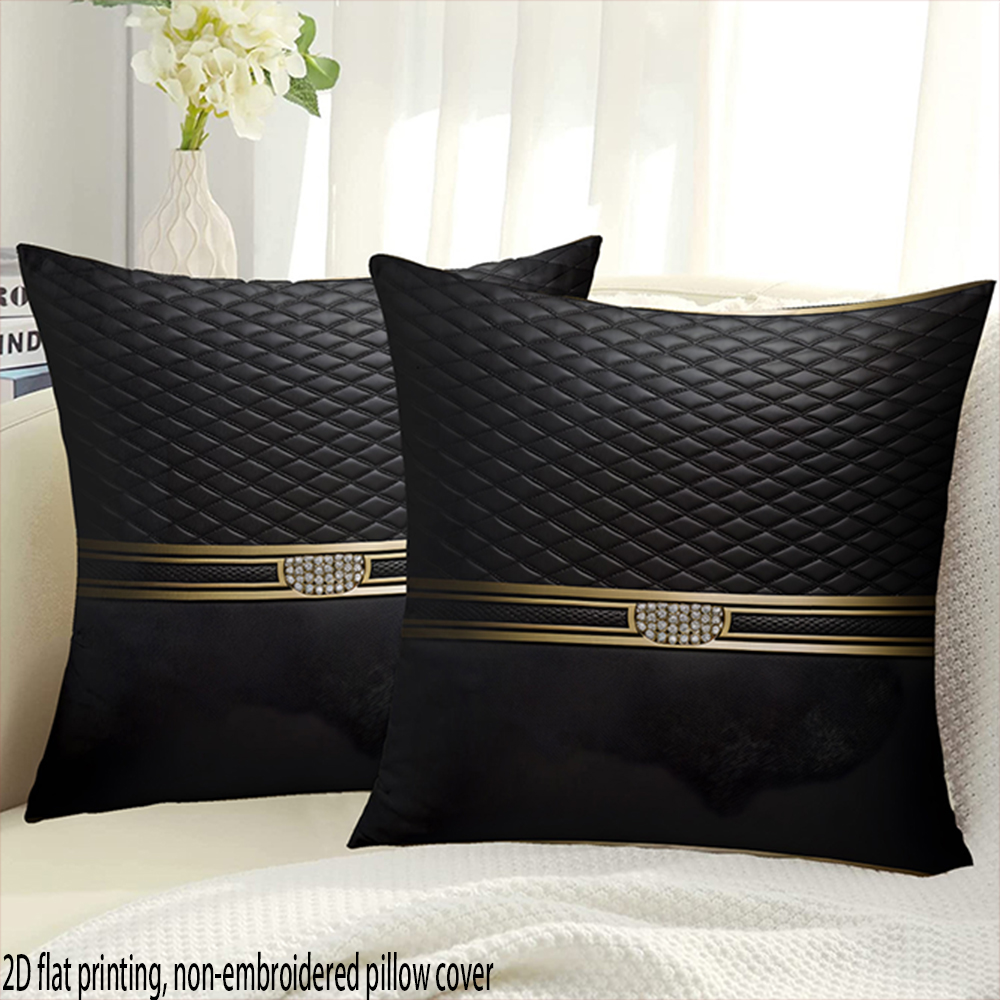 2D Flat-2pack Luxury Black Pil - Pillow Cover 20X20 ulasan dan harga